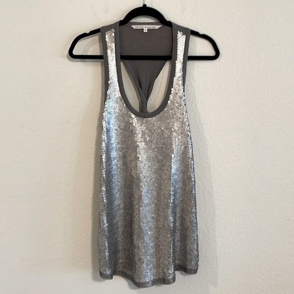 Rachel Roy Women’s Tank Top Large Gray Silver 100% Cotton Contemporary Sequin - Picture 5 of 13